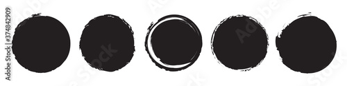 Set of five different grunge circles in black
