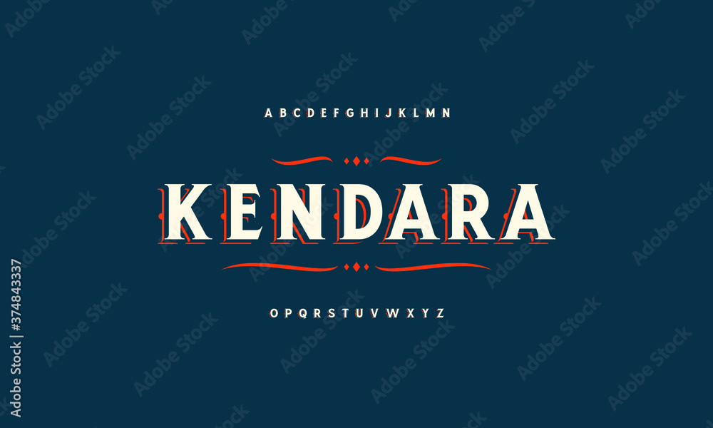 Retro classic alphabet design. Stylish font a to z. Vector illustration isolated solid background.