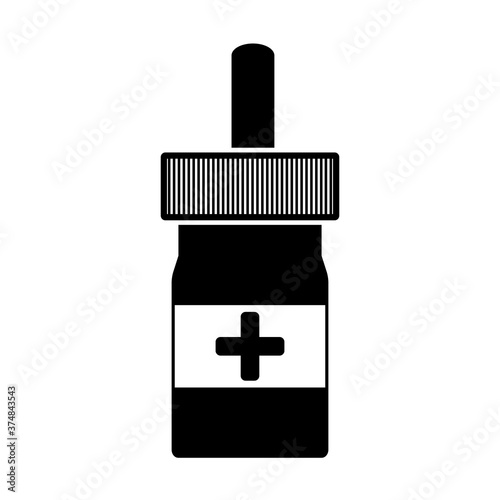 Black Nasal drops and spray. Flat style. Pharmacy and health care. Cold, flu. Medication, pharmaceutical concept. Runny nose therapy.