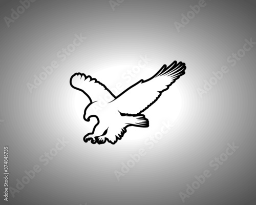 Eagle Silhouette on White Background. Isolated Vector Animal Template for Logo Company, Icon, Symbol etc