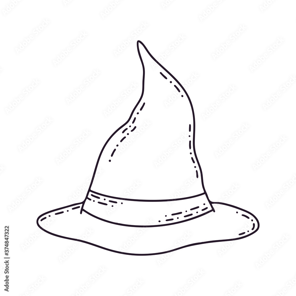 Witch hat. Mystical vector illustration for Halloween. Witch hat. Mystical vector illustration for Halloween.