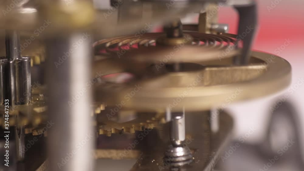 old clock mechanism with metal gears macro shot slow motion 4k old clock mechanism with metal gears macro shot slow motion 4k