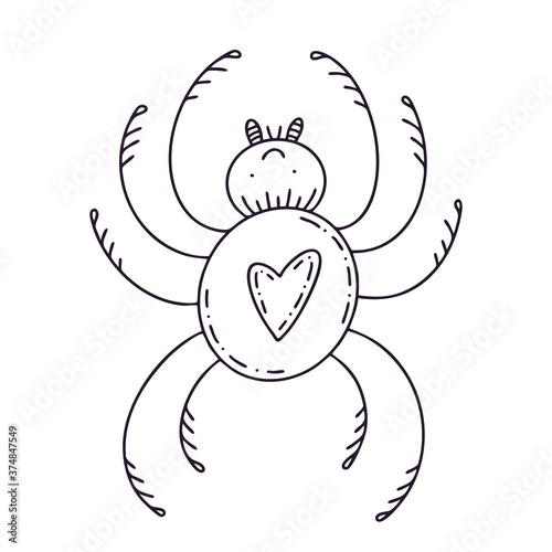 Funny Spider. Mystical vector illustration for Halloween.