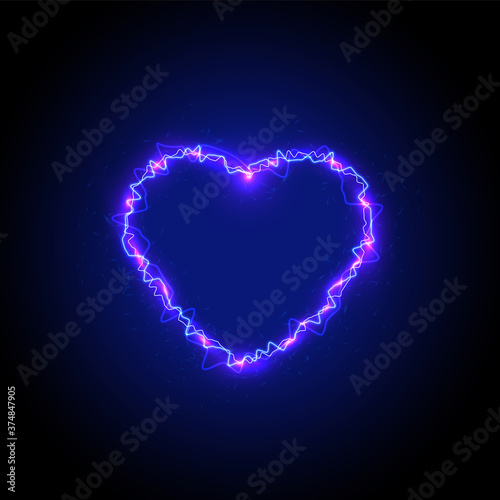 High detailed lightning heart, vector illustration