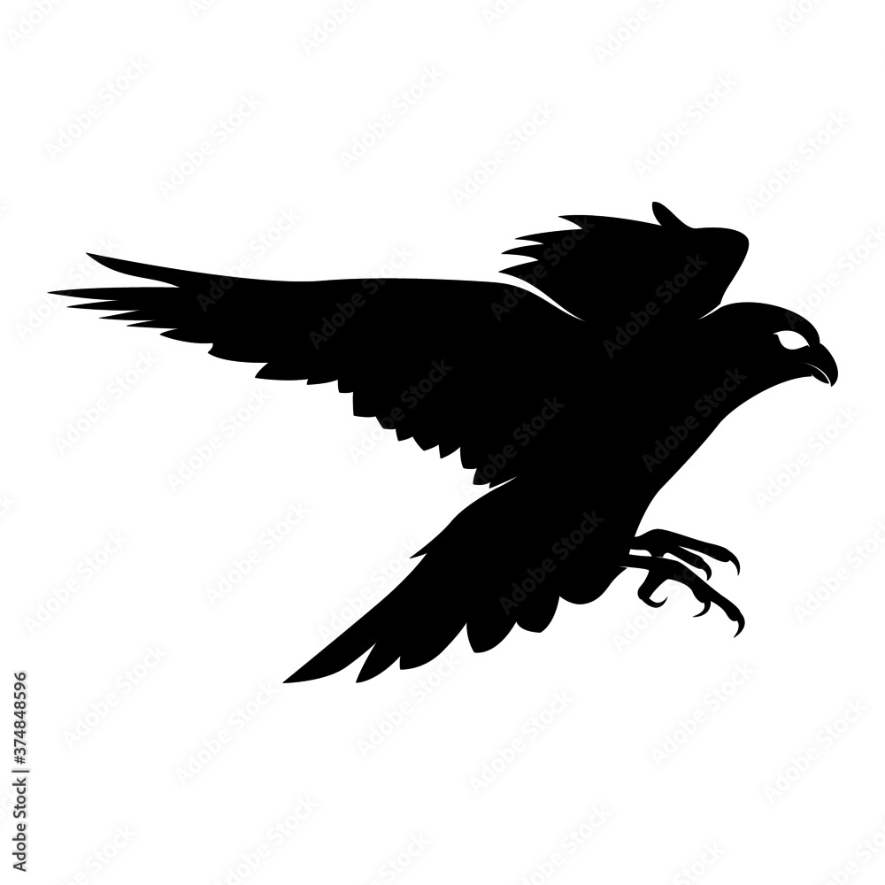 Obraz premium Falcon Silhouette on White Background. Isolated Vector Animal Template for Logo Company, Icon, Symbol etc