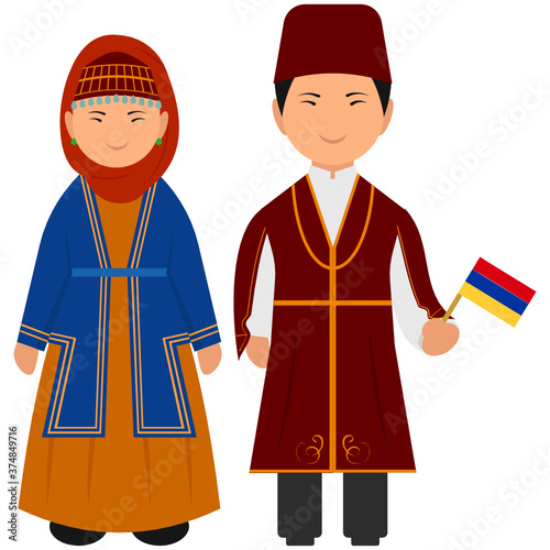 
Design of armenian dress, editable vector of armenian clothing
