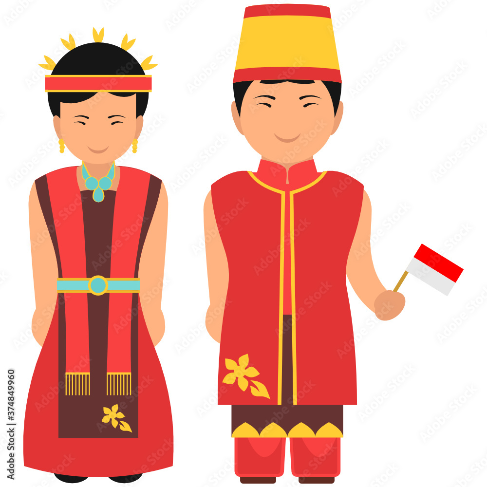 This national indonesiaon dress is worn by couple to enoto indonesia culture, flat vector
This national indonesiaon dress is worn by couple to enoto indonesia culture, flat vector
