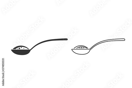 Spoon with sugar, salt, flour or other ingredient line icon. 