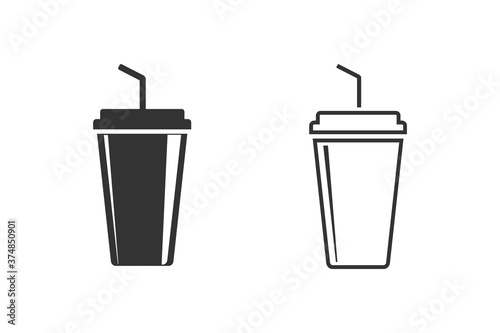 Soft drink flat line icon set. vector illustration modern flat style