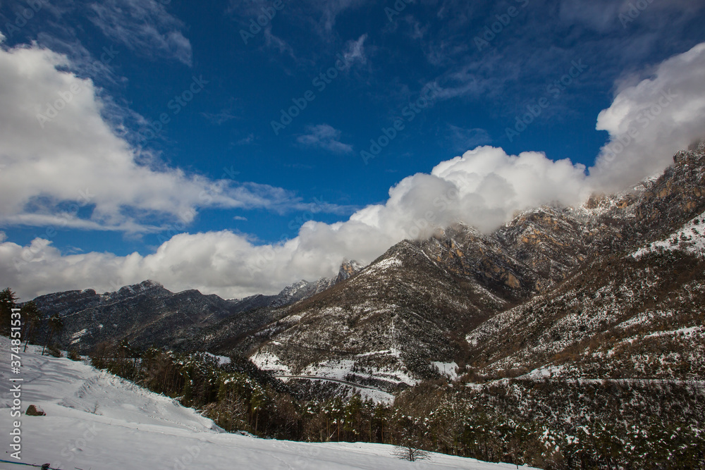Winter in Bergueda mountains, Barcelona, Catalonia, Pyrenees, Spain