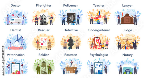 Budget profession set. Government and social profession.