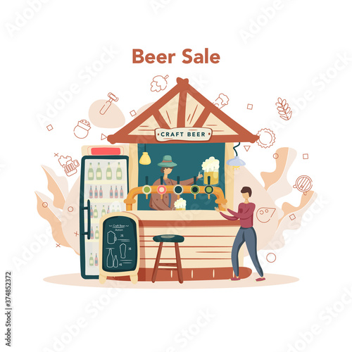 Brewery concept. Craft beer production, brewing process. draught beer