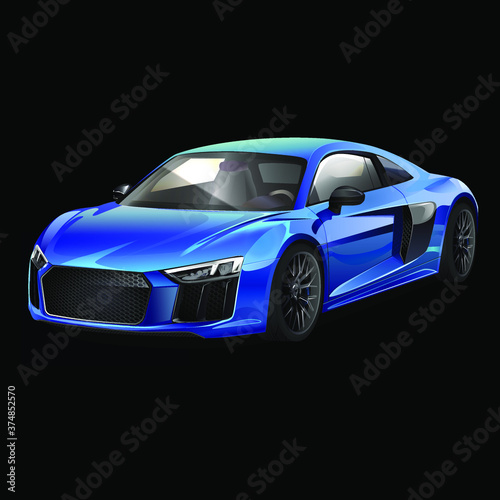 Fast luxury sports car. Blue vehicle