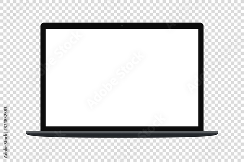 laptop computer vector mockup. realistic desktop blank screen isolated template. dark, silver on white background.