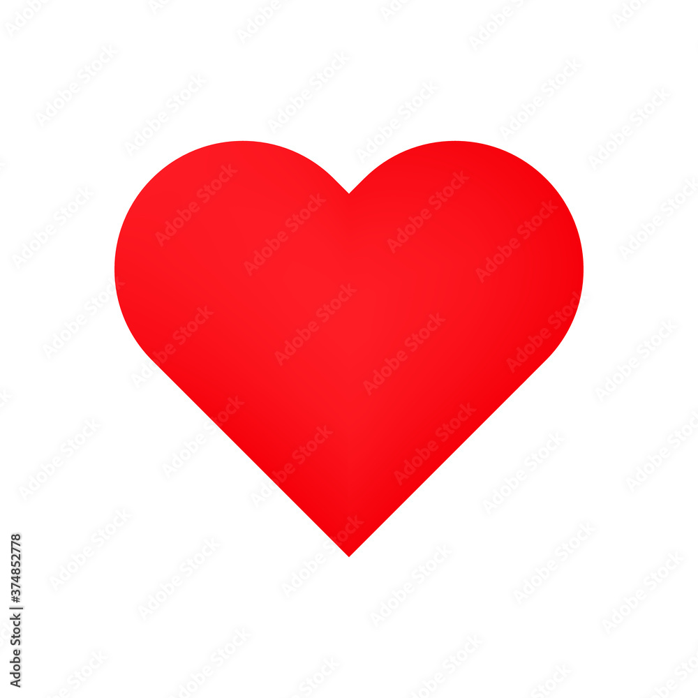 Heart vector icon. Vector cartoon flat love symbol isolated on the white background