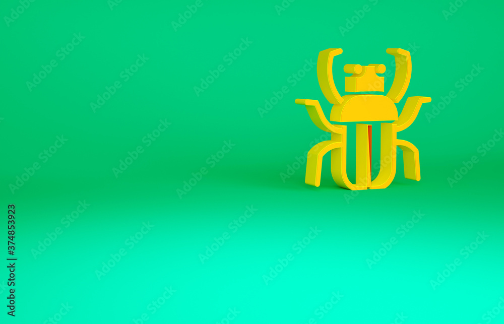 Orange Stink bug icon isolated on green background. Minimalism concept. 3d illustration 3D render.