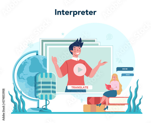 Translator and translation service concept. Polyglot translating