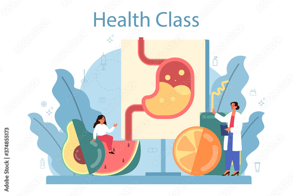 Naklejka premium Healthy lifestyle class. Idea of medicine and healthcare education.
