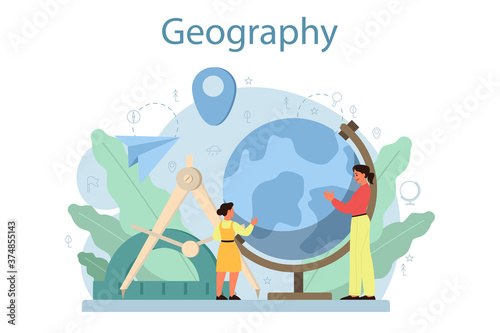 Geography class concept. Studying the lands, features, inhabitants