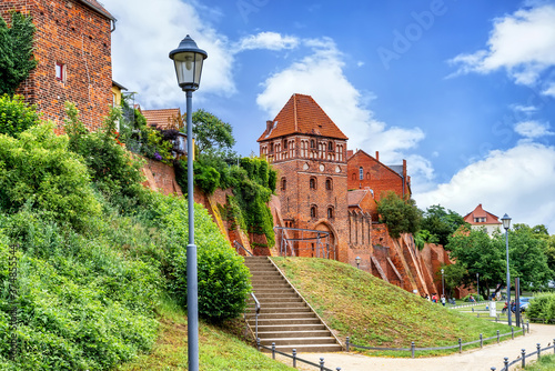 Fototapeta Naklejka Na Ścianę i Meble -  Elbe Gate with view to the old town of Tangermünde