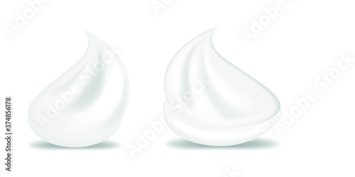 White realistic cosmetic cream or toothpaste swatch isolated on white