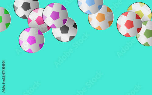 Fototapeta Naklejka Na Ścianę i Meble -  Group of different colored soccer balls, football. Sport. Digital drawing relating to the game, e-sport, betting and competition.