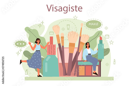 Visagiste concept. Beauty center service concept. Woman applying