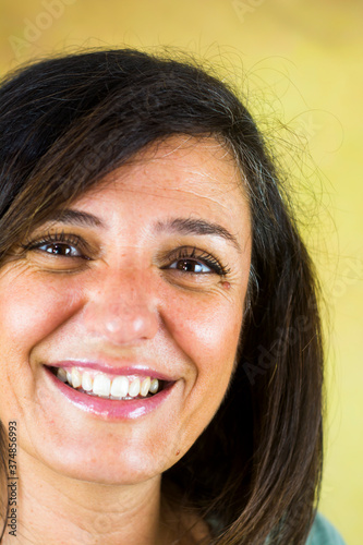 Portrait of beautiful woman with black hair