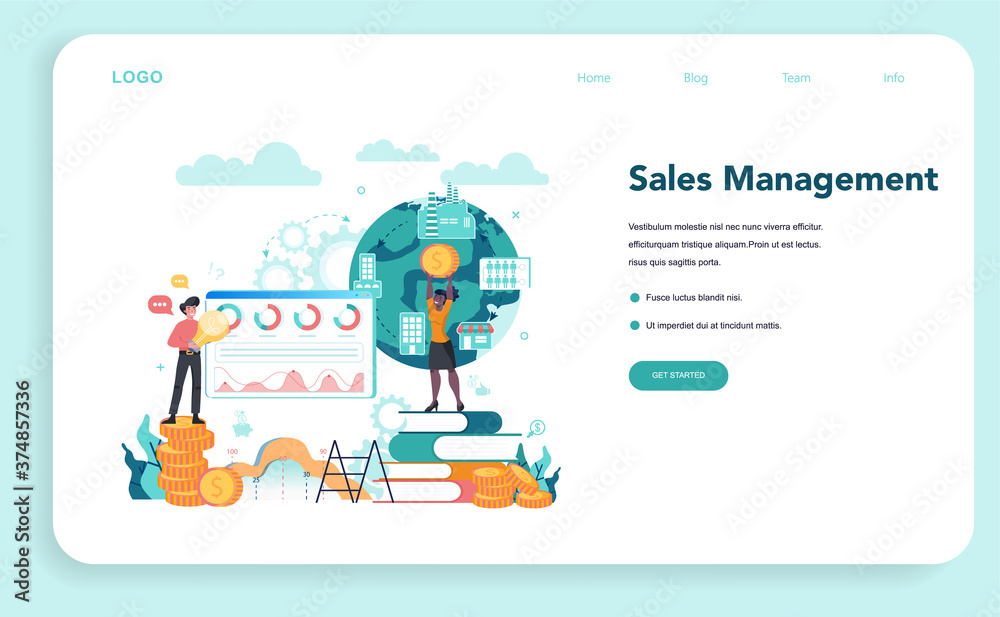 Sales manager or commercial director concept web banner or landing