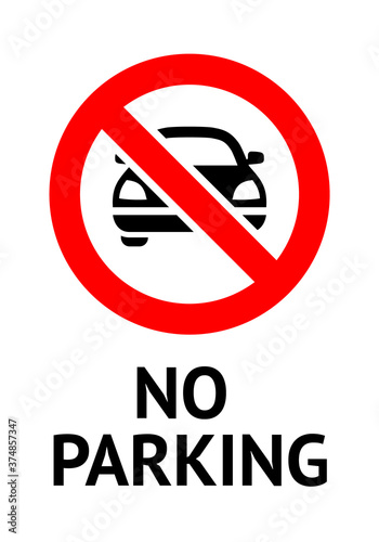 Free Download Prohibition sign No Parking, black forbidden symbol in red round shape - GFXLoad