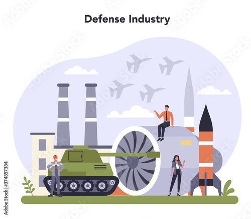 Defence industry set. Millitary production and technology. Global