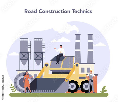 Construction and engineering industry. Road constraction technic.