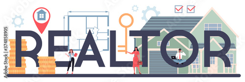 Qualified realtor typographic header. Realtor assistance and help