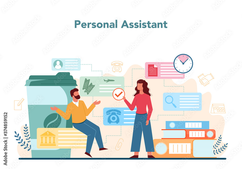 Businessman personal assistant concept. Professional help and support