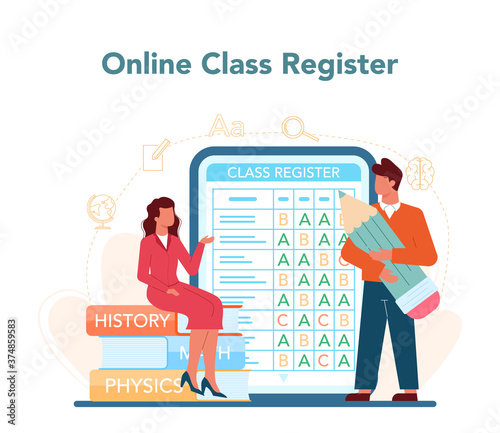 Teacher online service or platform. Profesor planning curriculum,