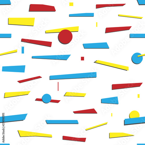Abstract geometric seamless pattern - vector, geometric shapes on white background - fabric or wrapping paper print. Vector illustration