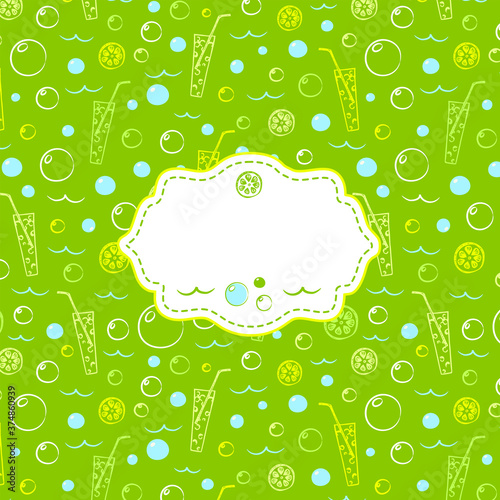Drinks greeting background with frame and empty space for text. Invitation card for cocktail party, summer or beach party. Square banner 