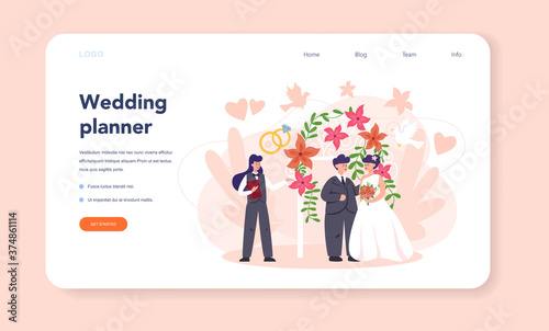 Wedding planner web banner or landing page. Professional