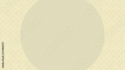 市松模様。円の中は青海波模様。金の背景。日本の伝統模様。
Checkered pattern. Gold background. Japanese traditional pattern.