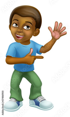 A young black little boy ca...