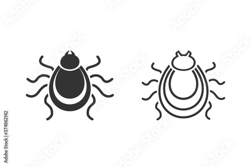 Tick line icon set. Mite silhouette. Vector 