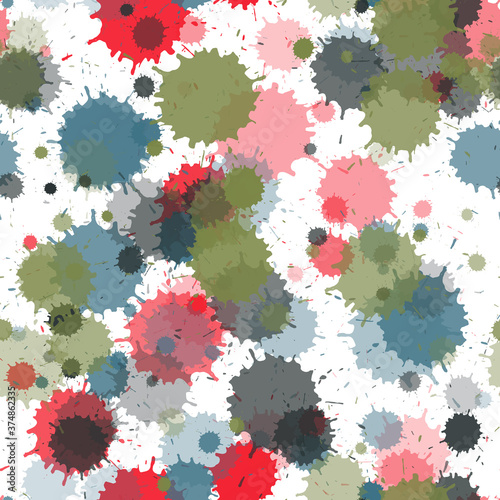 Paint stains seamless splatter, spray blots, spots