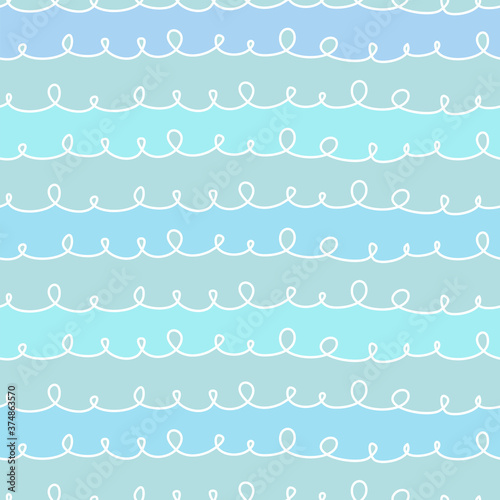Childish oceanic waves scribble seamless pattern 