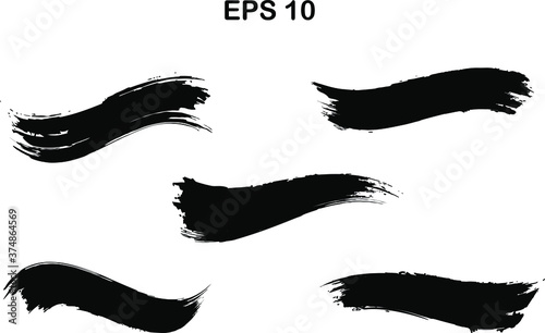 Black  ink line, grunge brush strokes, ink paint set, EPS 10	
