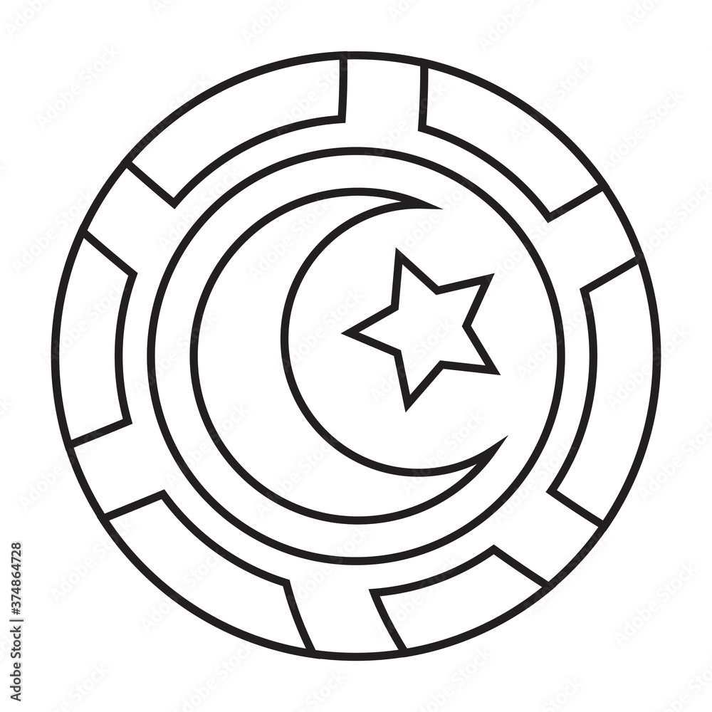 Symbol of Islam a crescent moon and star line art for apps and websites Symbol of Islam a crescent moon and star line art for apps and websites
