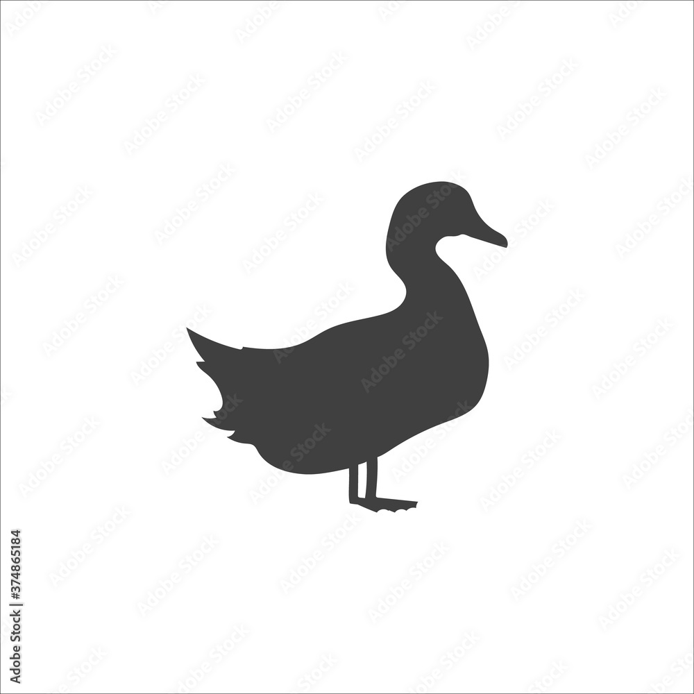 Duck icon flat style on white. Vector Duck icon flat style on white. Vector
