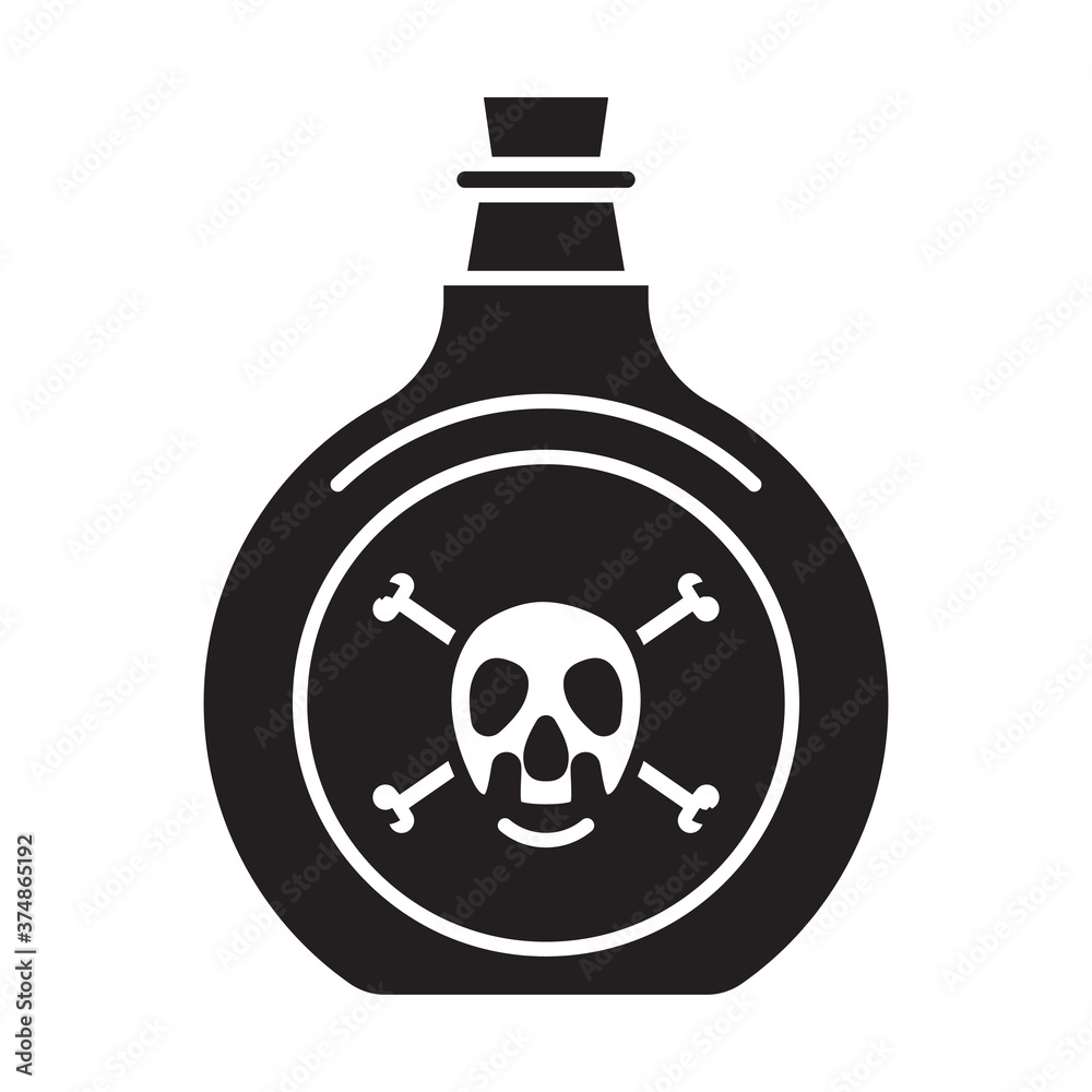 Obraz premium Flat vector icon poison bottle or poisonous chemicals with crossbones for apps or websites