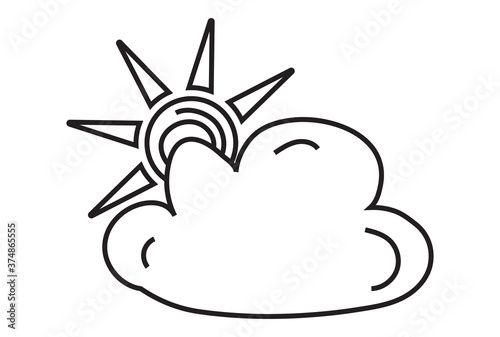 clouds partly blocking the sun - Line art icon for apps or website