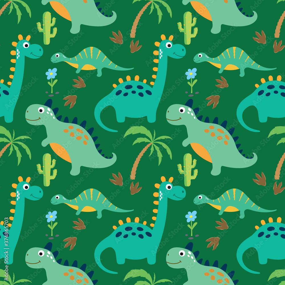 Obraz premium Cute dinosaur seamless pattern