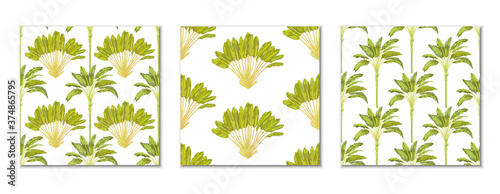 Ravenala and banana tree seamless, pattern